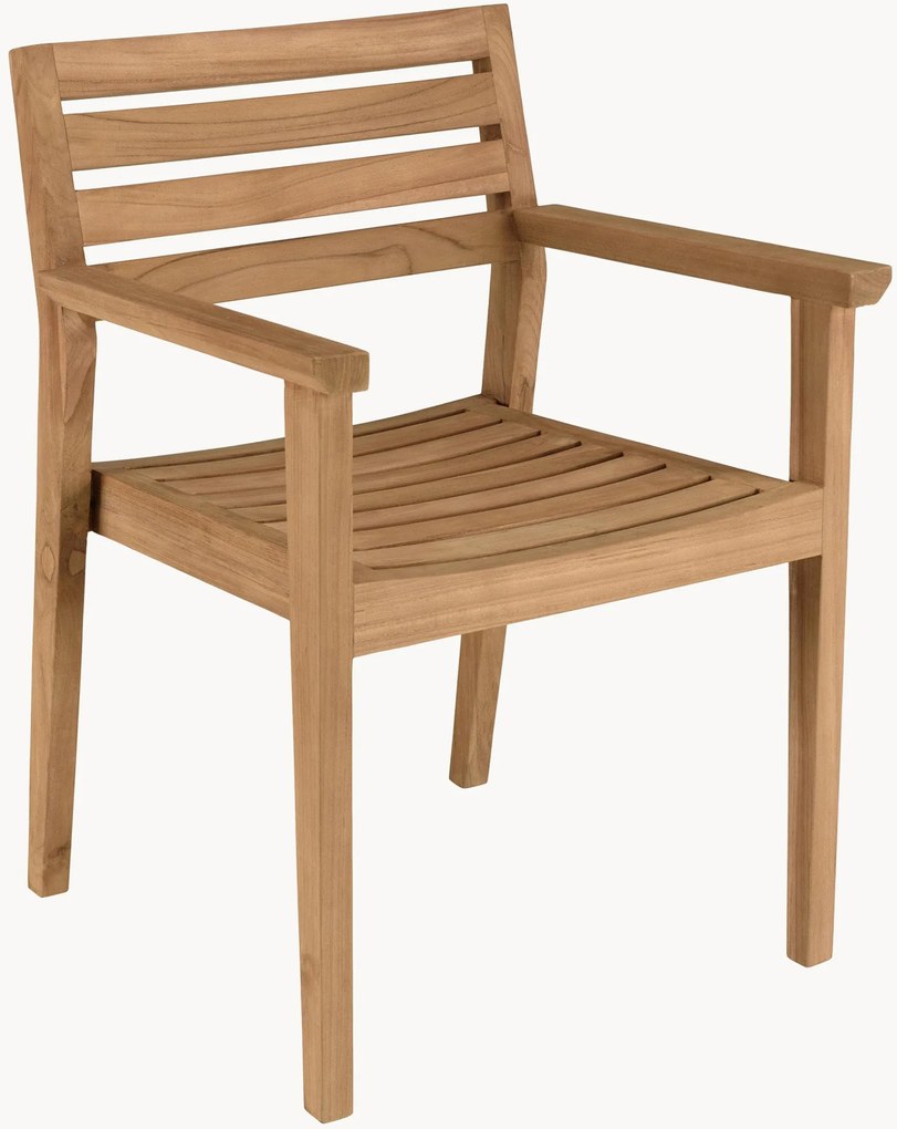 Cadeiras de jantar para jardim em madeira de teca Kally, conjunto de 2