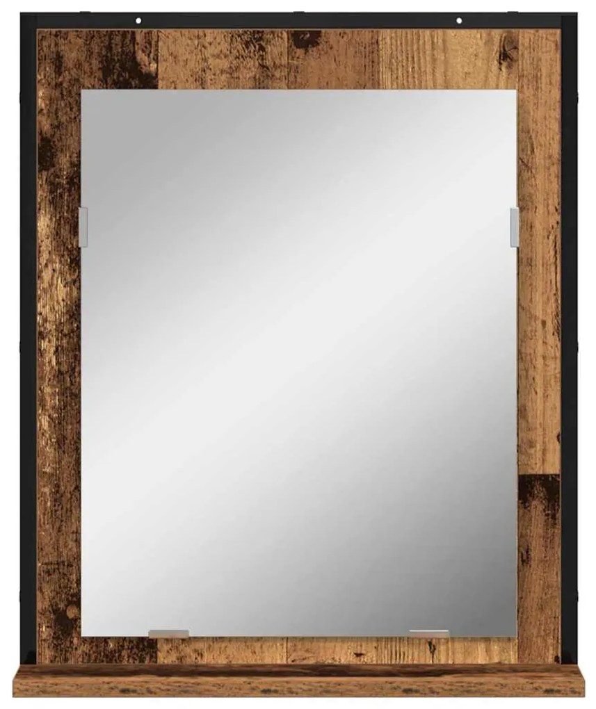 Espelho de Banheiro vidaXL Madeira Velha 50x12x60 cm Madeira Ingeneriz