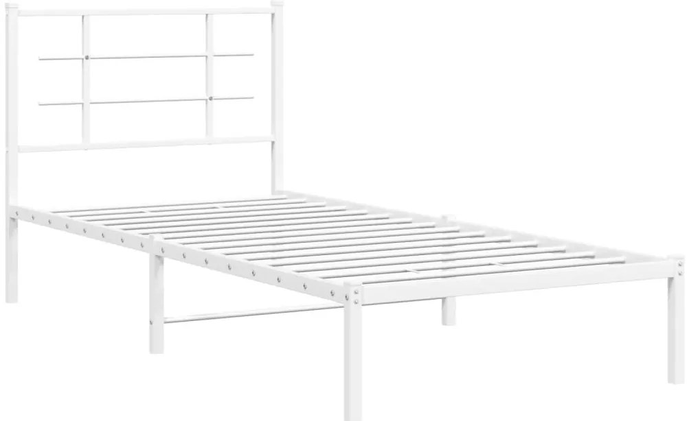 Estrutura de cama com cabeceira 90x190 cm metal branco