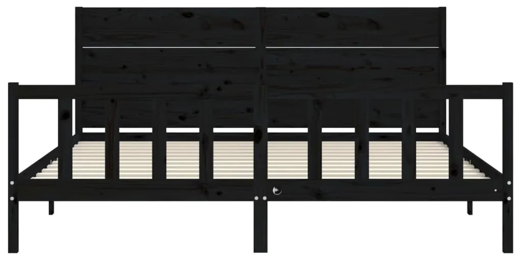 Estrutura de cama com cabeceira 200x200 cm madeira maciça preto