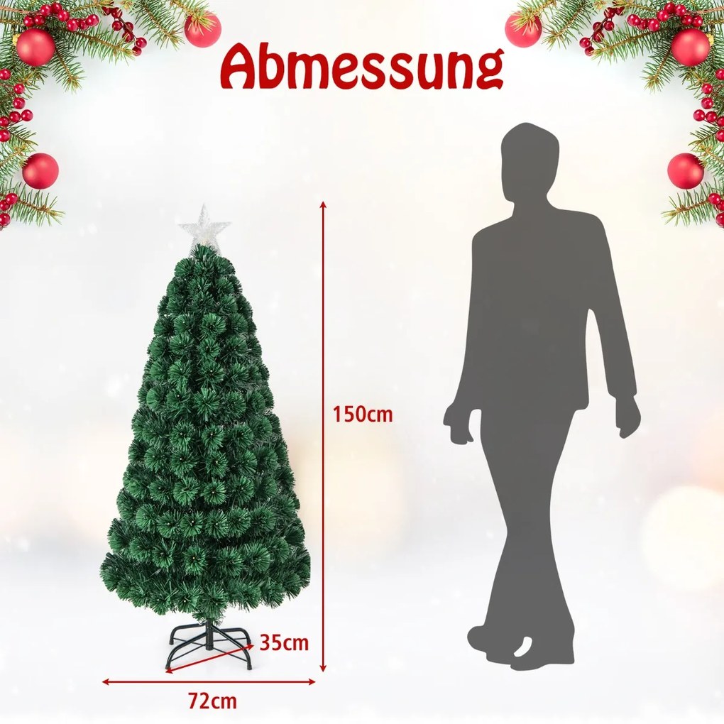 Ø110 x 185 cm Árvore de Natal iluminada com agulhas de pinheiro verde + branco