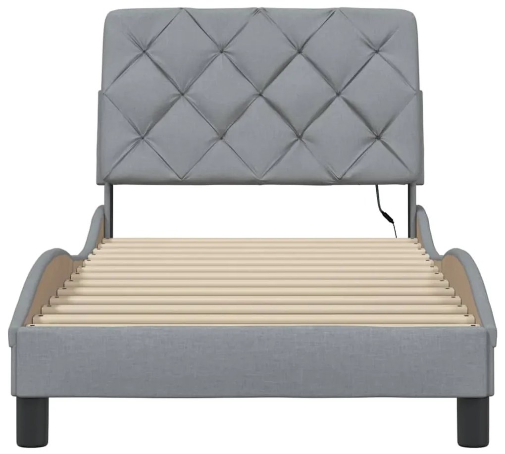 Estrutura de cama com LED sem colchão 90x200 cm tecido