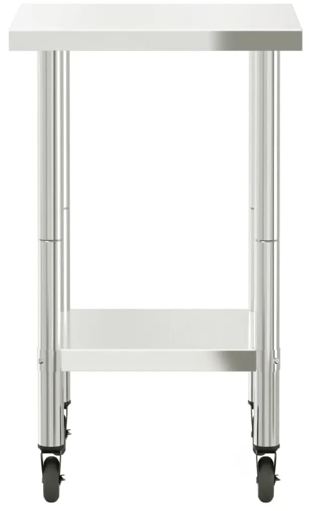 Mesa de trabalho de cozinha c/ rodas 55x55x85 cm aço inoxidável