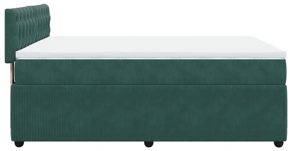 Cama com molas/colchão 140x200 cm veludo verde-escuro