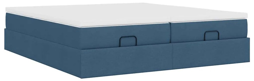 Estrutura de cama otomana com colchões 180x200cm tecido azul