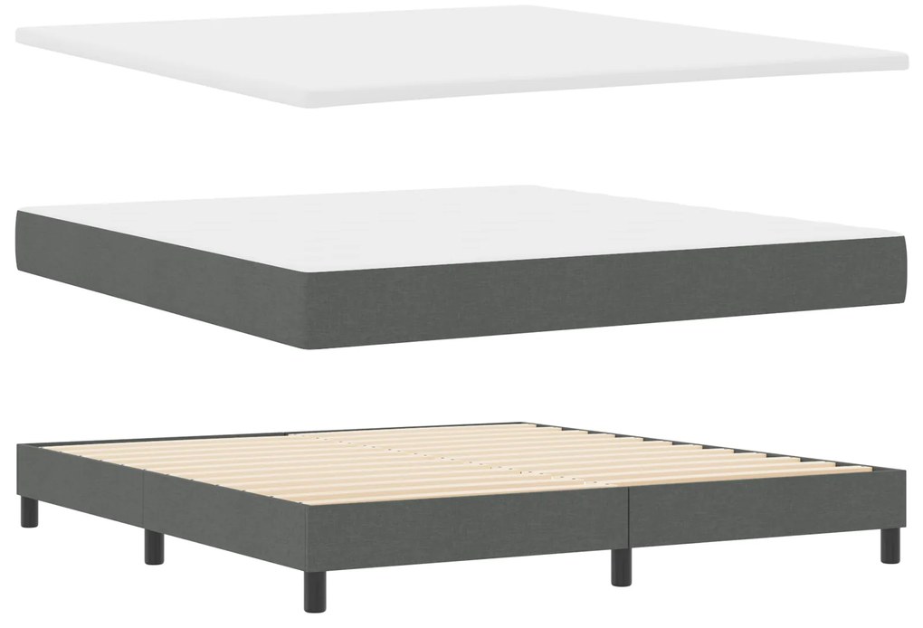 Cama Box com Colchão Cinza Escuro 180x200 cm Tecido