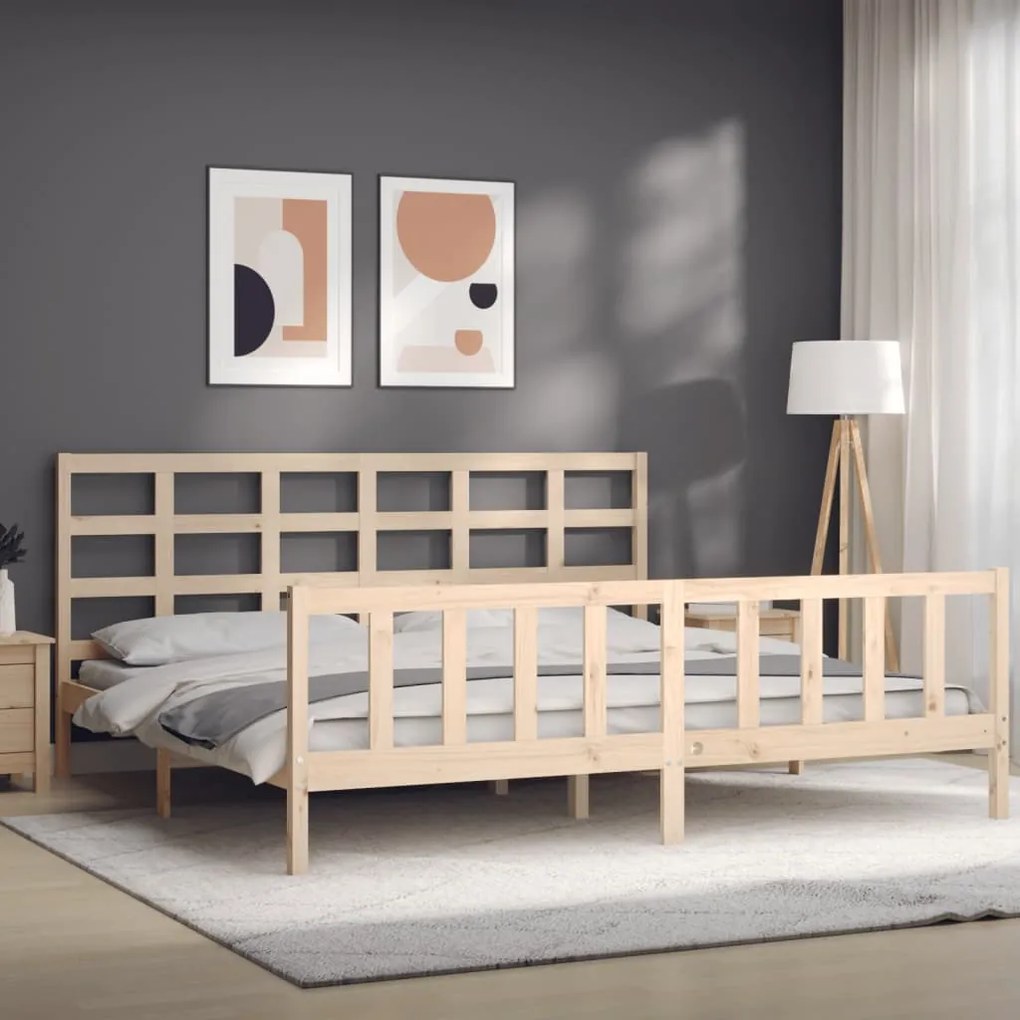 Estrutura de cama com cabeceira 180x200 cm madeira maciça
