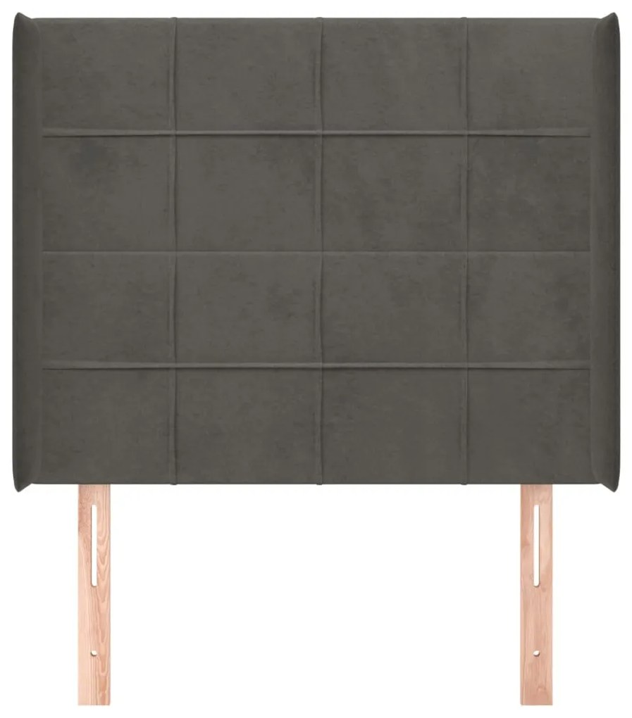 Cabeceira cama c/ abas veludo 83x16x118/128 cm cinzento-escuro