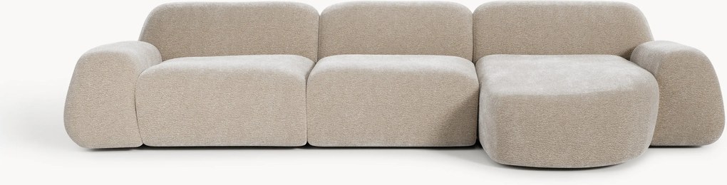 Sofá de canto modular em teddy Wolke (4 lugares)