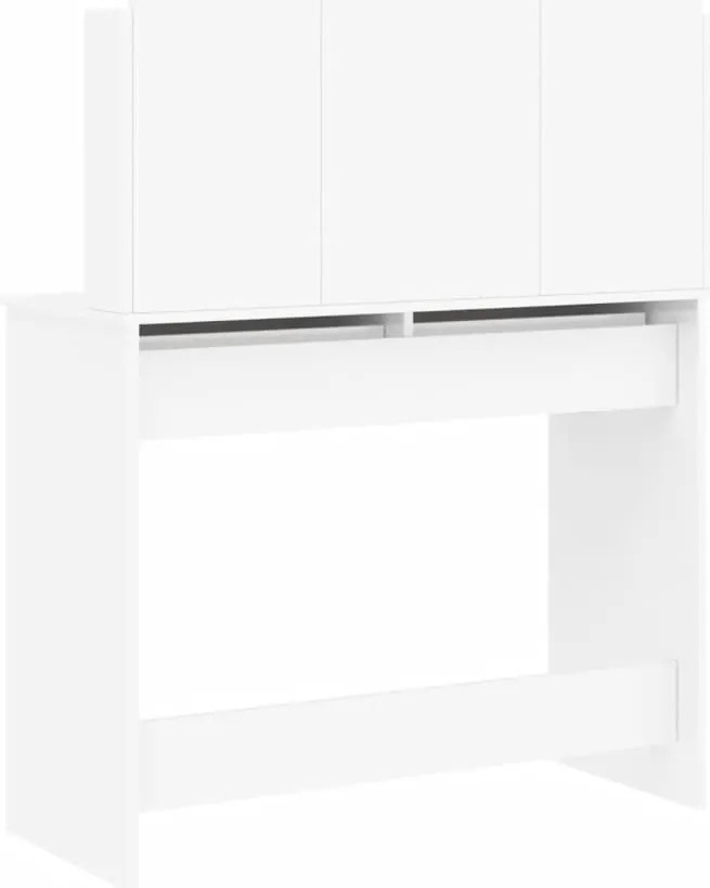 Toucador com espelho 96x39x142 cm branco brilhante
