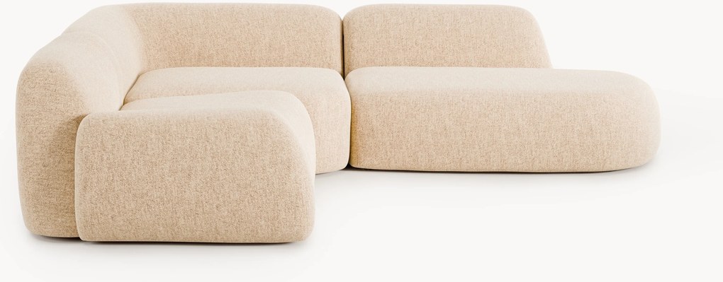 Sofá de canto modular em bouclé com chaise longue Wolke (4 lugares)