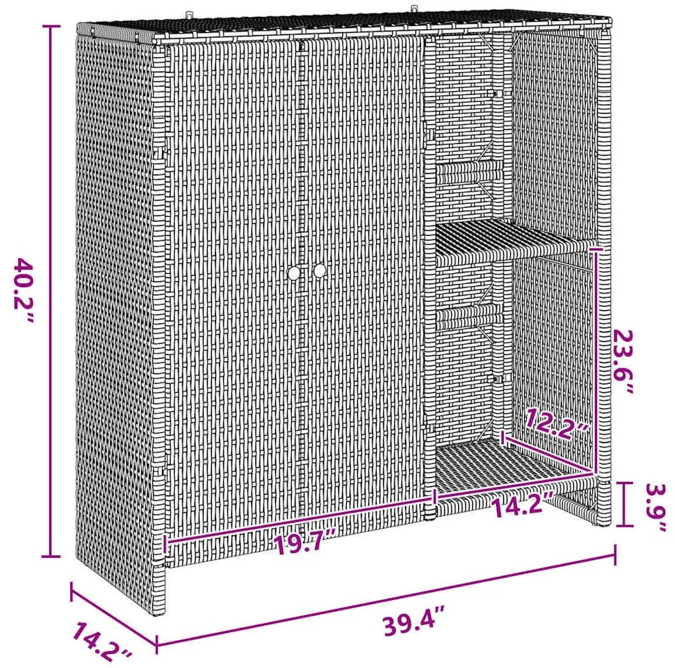 Armário de Armazenamento Preto 100 x 36 x 102 cm em Rattan