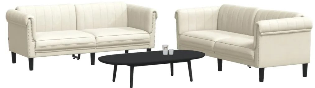 2 pcs conjunto de sofás veludo cor creme