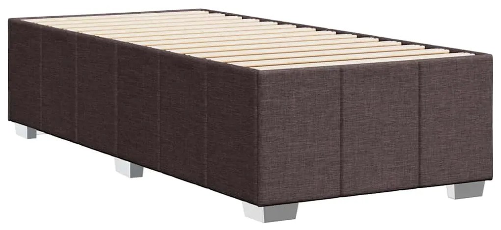 Estrutura de cama sem colchão 100x200 cm tecido castanho-escuro