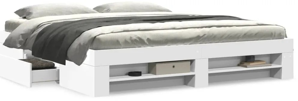 Estrutura de cama 200x200 cm derivados de madeira branco