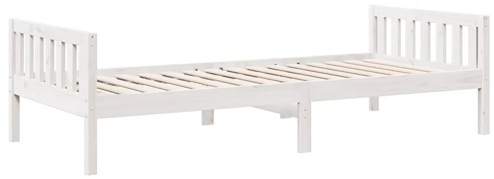 Cama de criança sem colchão 90x200 cm pinho maciço branco