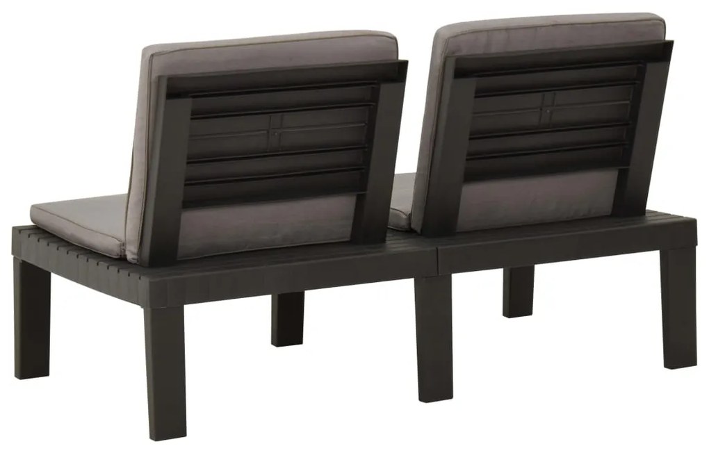 4 pcs conjunto lounge de jardim c/ almofadões plástico cinzento