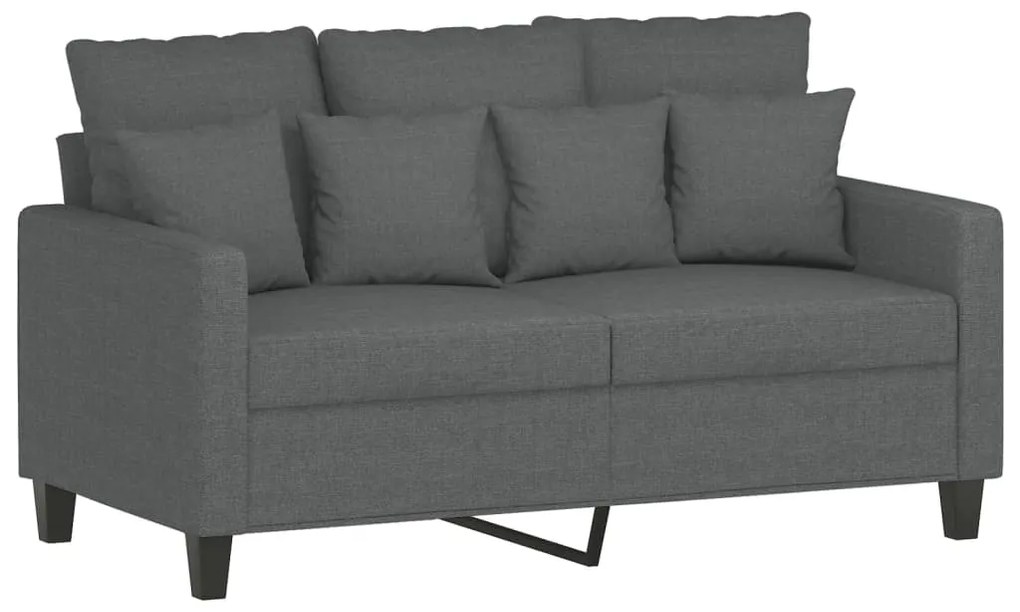 4 pcs conjunto de sofás com almofadas tecido cinzento-escuro