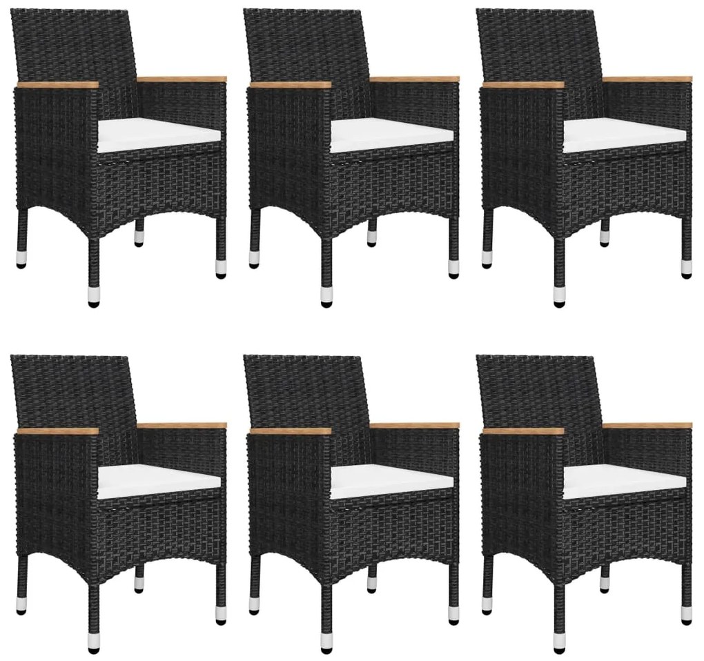 7 pcs conjunto de jantar para jardim preto