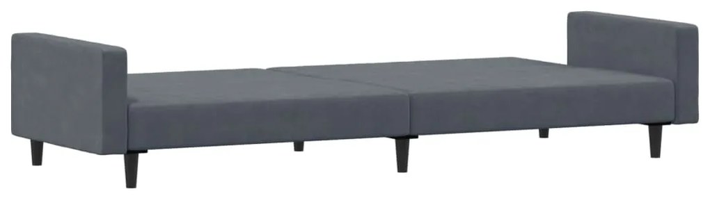 Sofá-cama 2 lugares c/ apoio de pés veludo cinzento-escuro