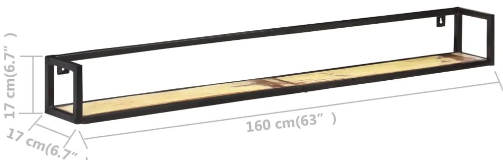 Prateleiras de parede 2 pcs 160 cm madeira recuperada maciça