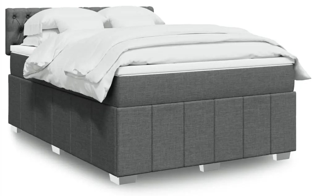 vidaXL Cama com molas/colchão 160x200 cm tecido cinzento-escuro