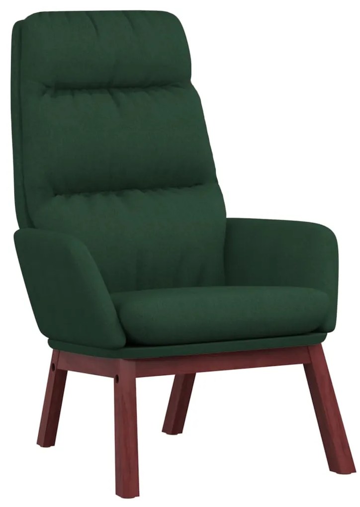 Cadeira de descanso com banco tecido verde-escuro