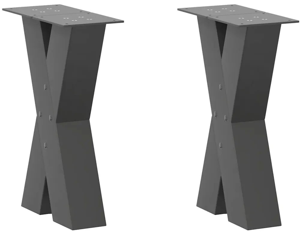 vidaXL Pés para mesa de centro em formato de X, 2 peças, antracite, 28x(42-43) cm, aço
