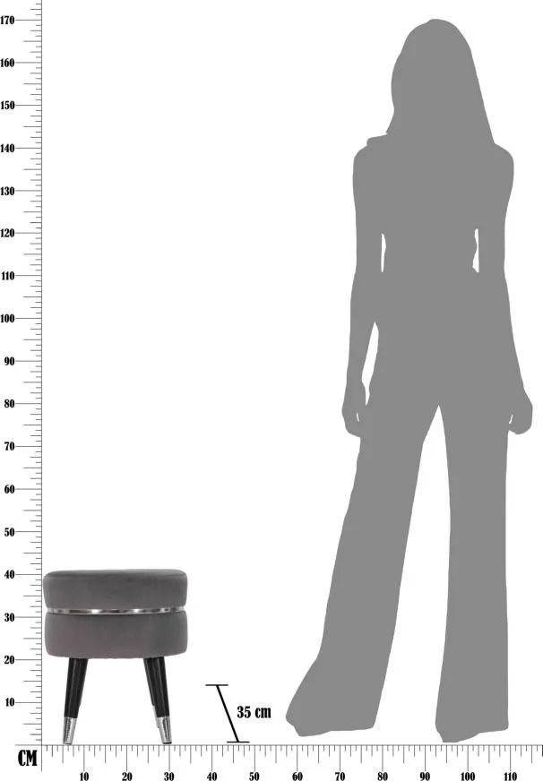 BANCO PARIS Ø 35X40,5 CM CINZA, PRETO E PRATA