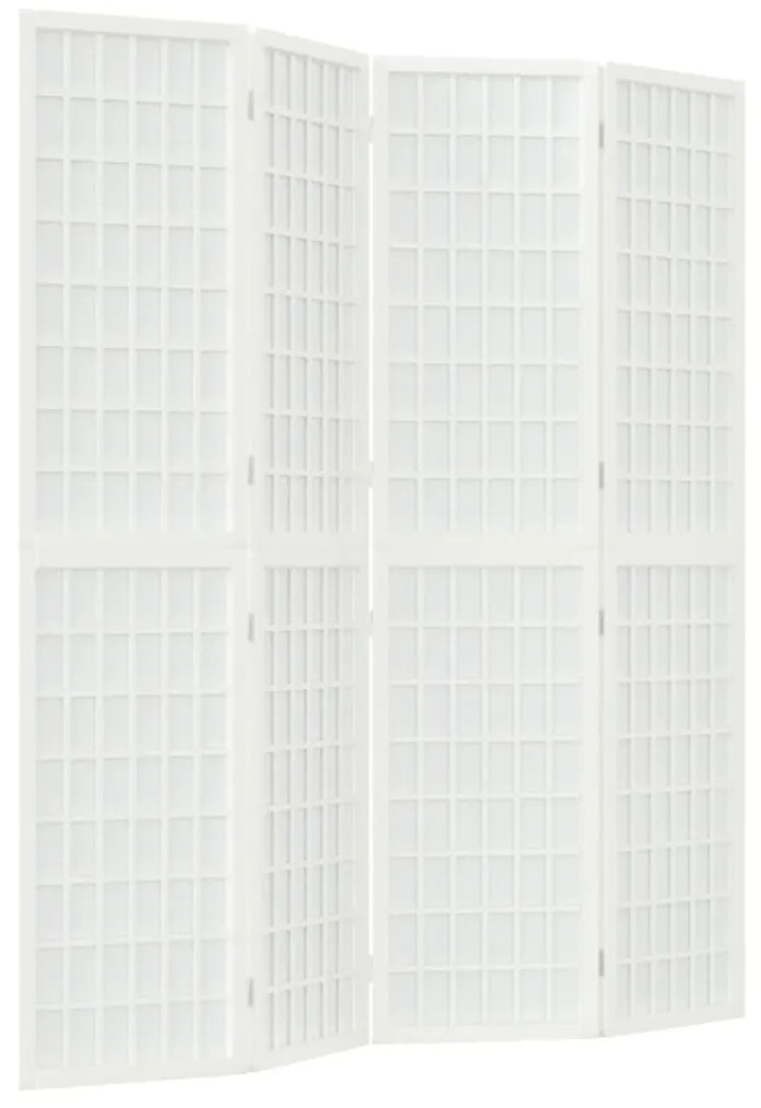 Biombo dobrável com 4 painéis estilo japonês 160x170 cm branco