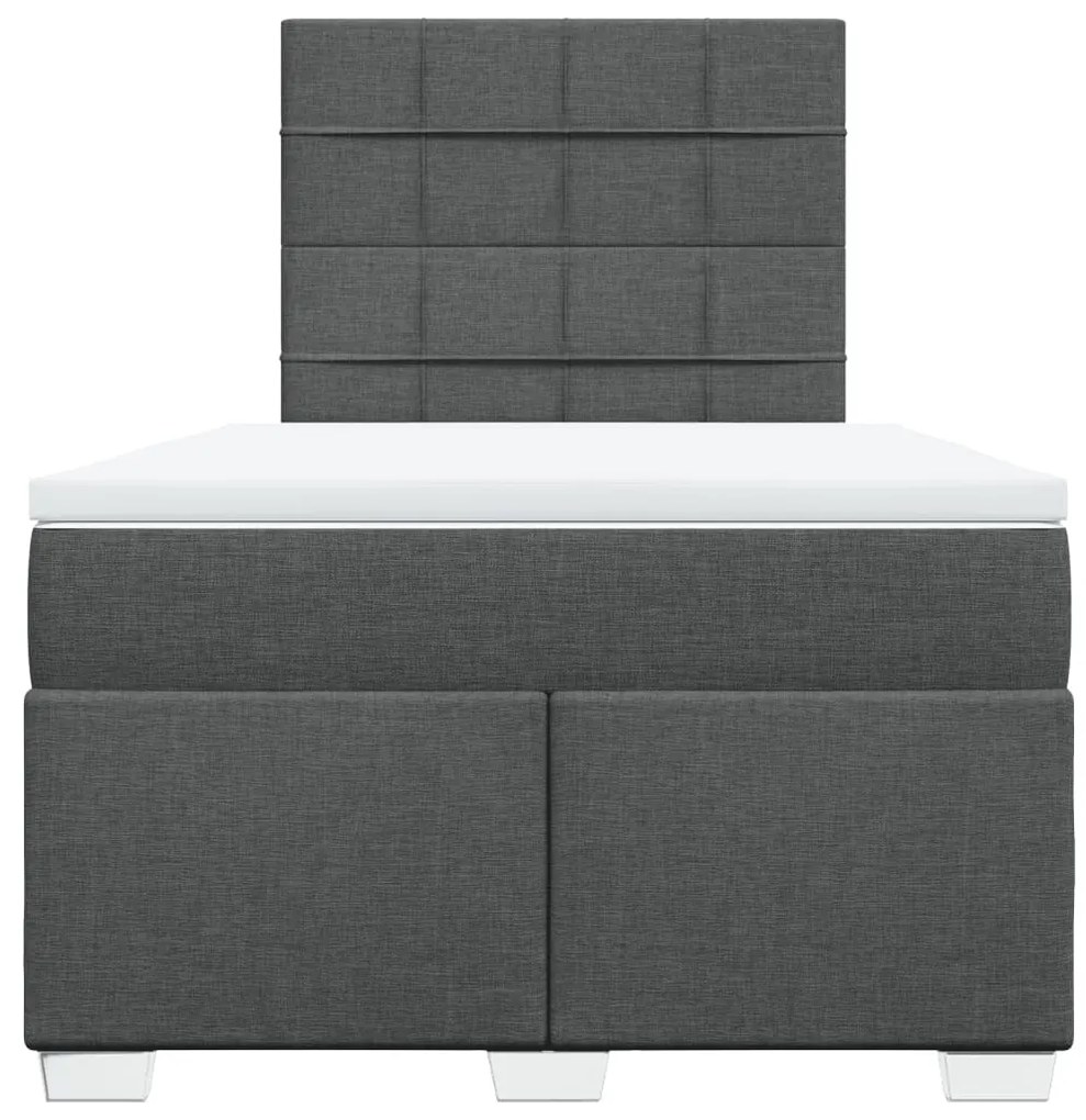 Cama boxspring com colchão 120x190 cm tecido cinzento-escuro