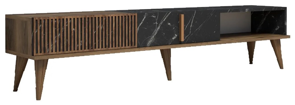 Móvel TV Milan – Nogueira e Preto – 180x40x35 cm
