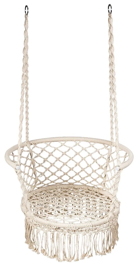 Cadeira Baloiço Hammock com Cordas e borlas de algodão de assento Interior e Exterior Pátio Jardim Branco Até 160 kg