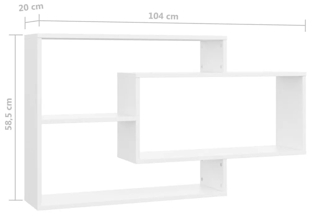 Prateleiras de parede 104x20x58,5cm derivados de madeira branco