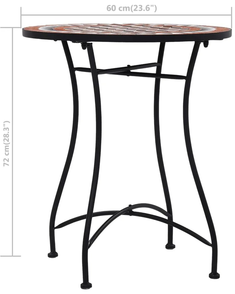 Mesa bistrô em mosaico 60 cm cerâmica castanho