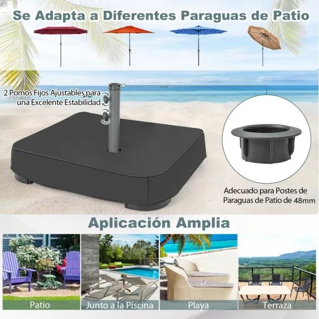 Base para guarda-sol de pátio com sacos de areia 2 botões de ajuste Base adaptadora para guarda-sol de piscina Base para guarda-sol de mercado Carga 9