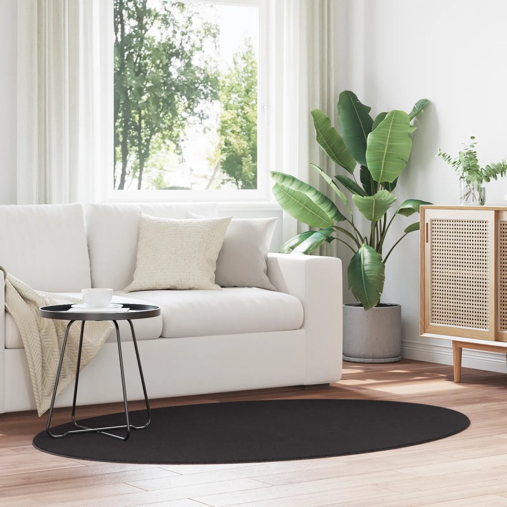 Tapete vidaXL "HUARTE" Preto 100x200 cm Oval