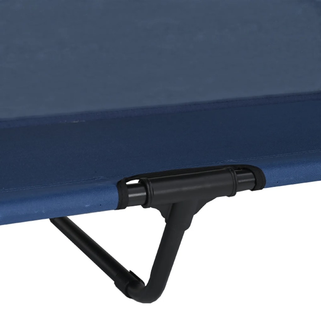 Cama Elevada para Cão com Toldo Removível Azul-marinho XL Aço