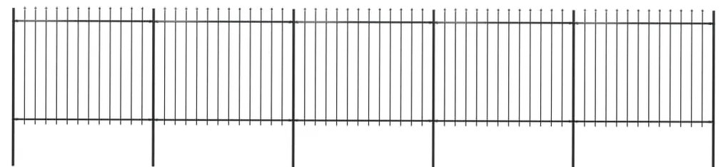 vidaXL Cerca de jardim com topo em lanças 8,5x1,5 m aço preto