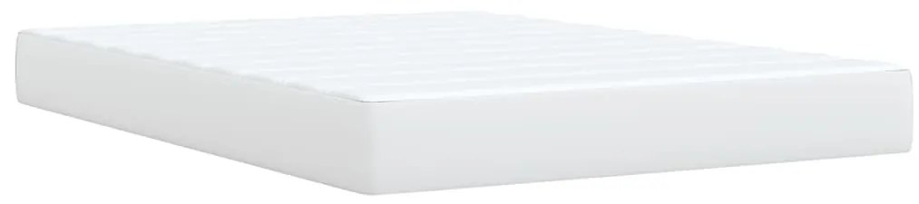 Cama com molas/colchão 160x200 cm couro artificial branco