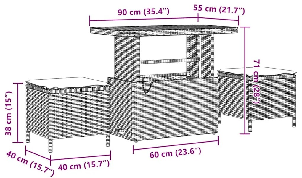 Conjunto de Sofá de Jardim com 10 Peças e Almofadas em Rattã Poli Bege