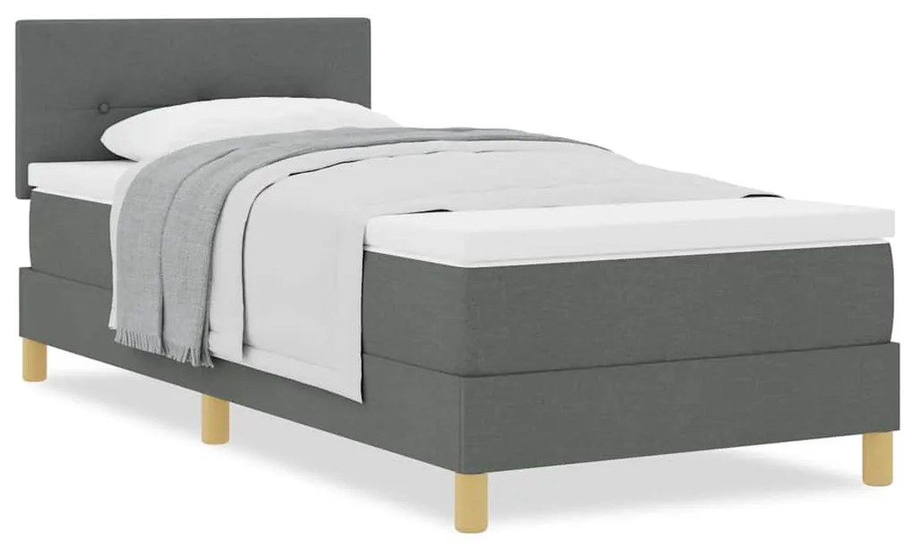 Cama Box Spring com Colchão Cinza Escuro 90x190 cm Tecido