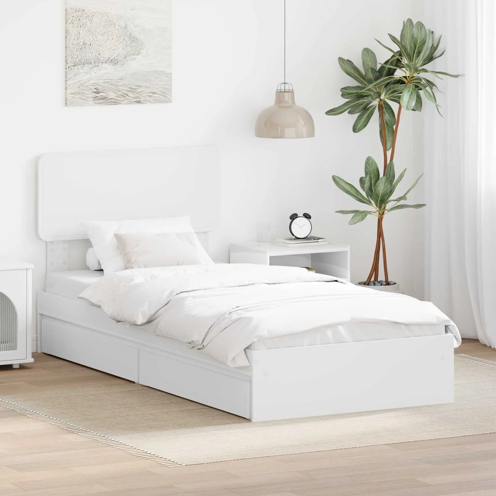 vidaXL Cama com Armazenamento Branco 100 x 200 cm Madeira processada