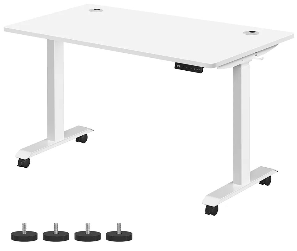 Mesa de trabalho com altura regulável para uso sentado ou em pé. | SONGMICS | 140 x 70 x 117 cm | branco | LSD202W01.
