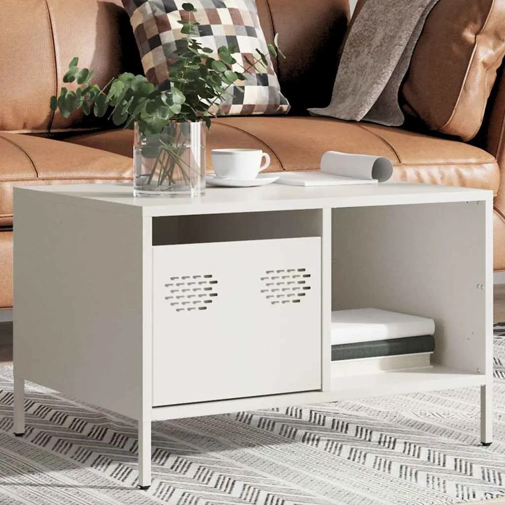 Mesa de centro 68,5x50x43,5 cm aço laminado a frio branco