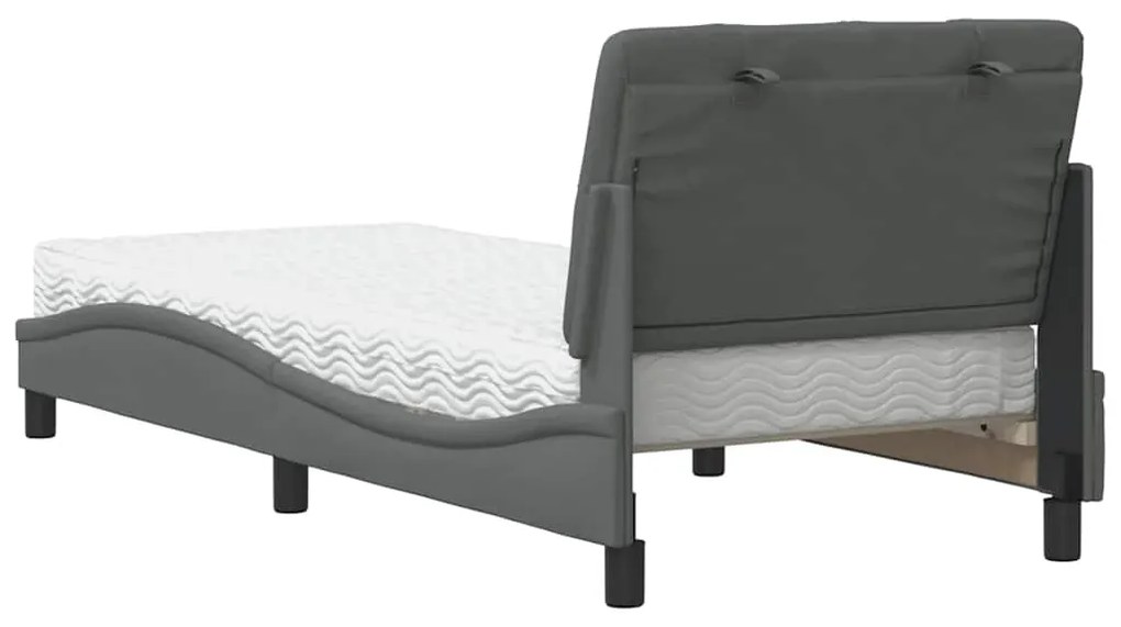 Cama com colchão 90x200 cm tecido cinzento-escuro