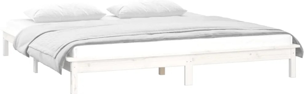 Estrutura de cama com LEDs 200x200 cm pinho maciço branco