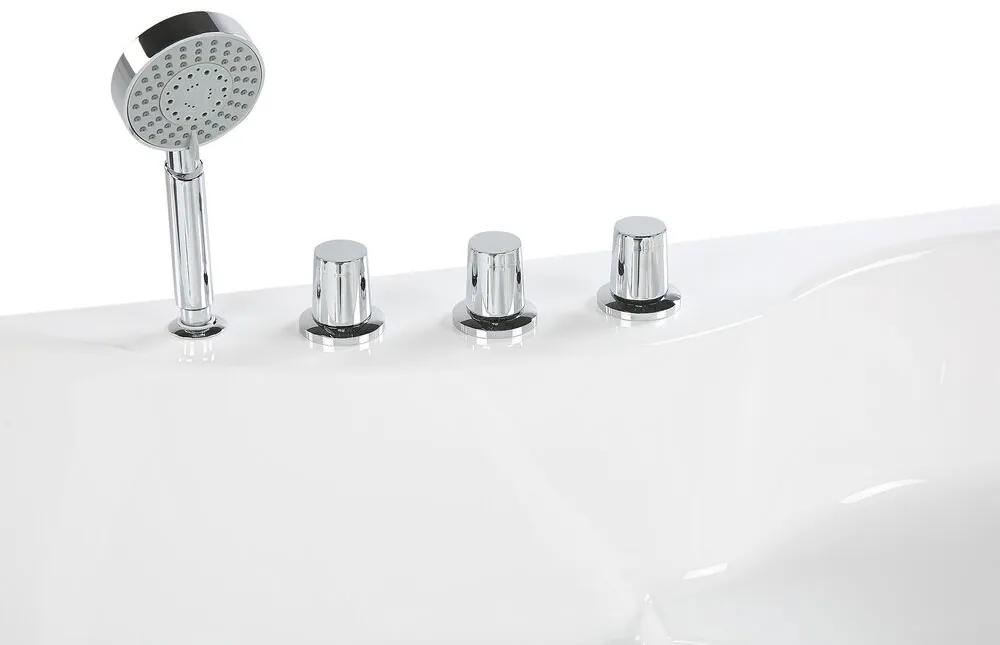 Banheira de hidromassagem de canto em acrílico branco com LED 207 x 146 cm TOCOA II Beliani