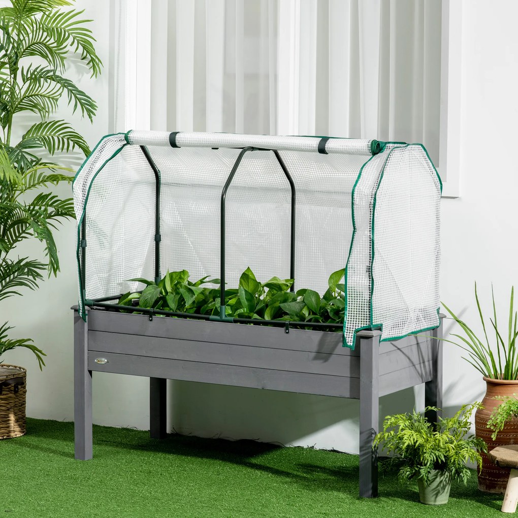 Floreira elevada com lona Floreira elevada para horta com 104 L de capacidade 121 x 55 x 117 cm, com orifícios de drenagem e tecido não tecido
