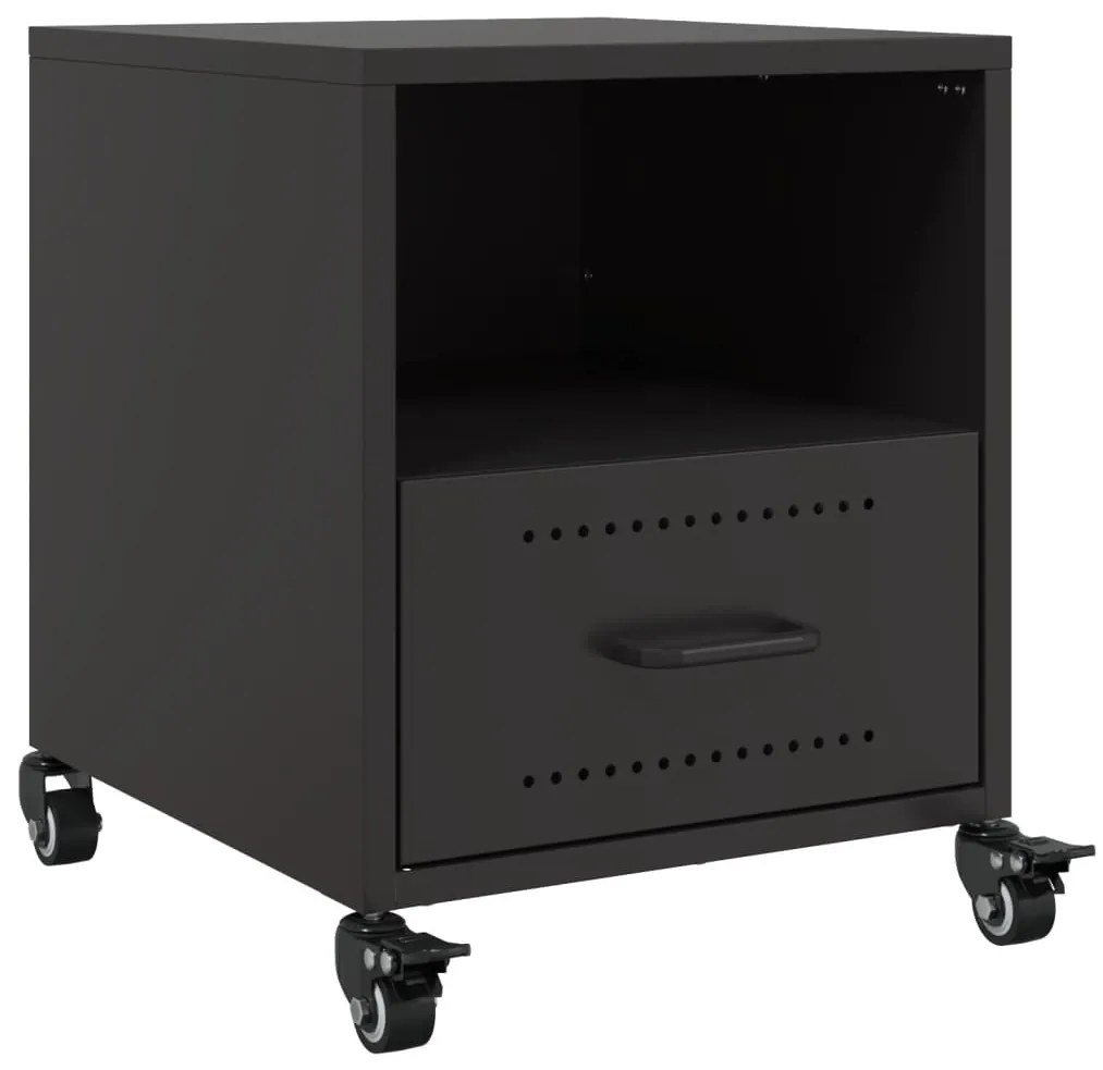 Mesas de cabeceira 2 pcs 36x39x43,5 cm aço preto